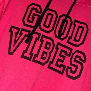Faithful Ministries, Co., & Works “Good Vibes” Women pink long sleeve hoodie